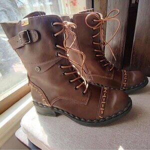 TMA Eyes Women's Brown Retro Rustic Lace Up Boots EUR 42 (US 11)